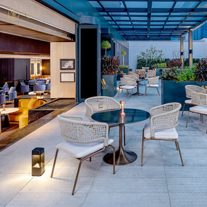 JEILI Juego de Muebles Modernos para <span class=keywords><strong>Restaurante</strong></span>, Cafetería y Hostelería, Mesa con Base de Madera y Metal y Silla de Madera Sólida - Product Image 3