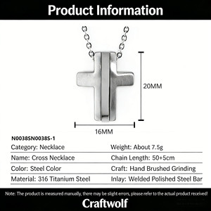 <span class=keywords><strong>Collana</strong></span> con Ciondolo a Croce in Acciaio al Titanio Stile Europeo-Americano, in Acciaio Inossidabile 316 con Processo di Lavorazione a Filo Liscio - Product Image 5
