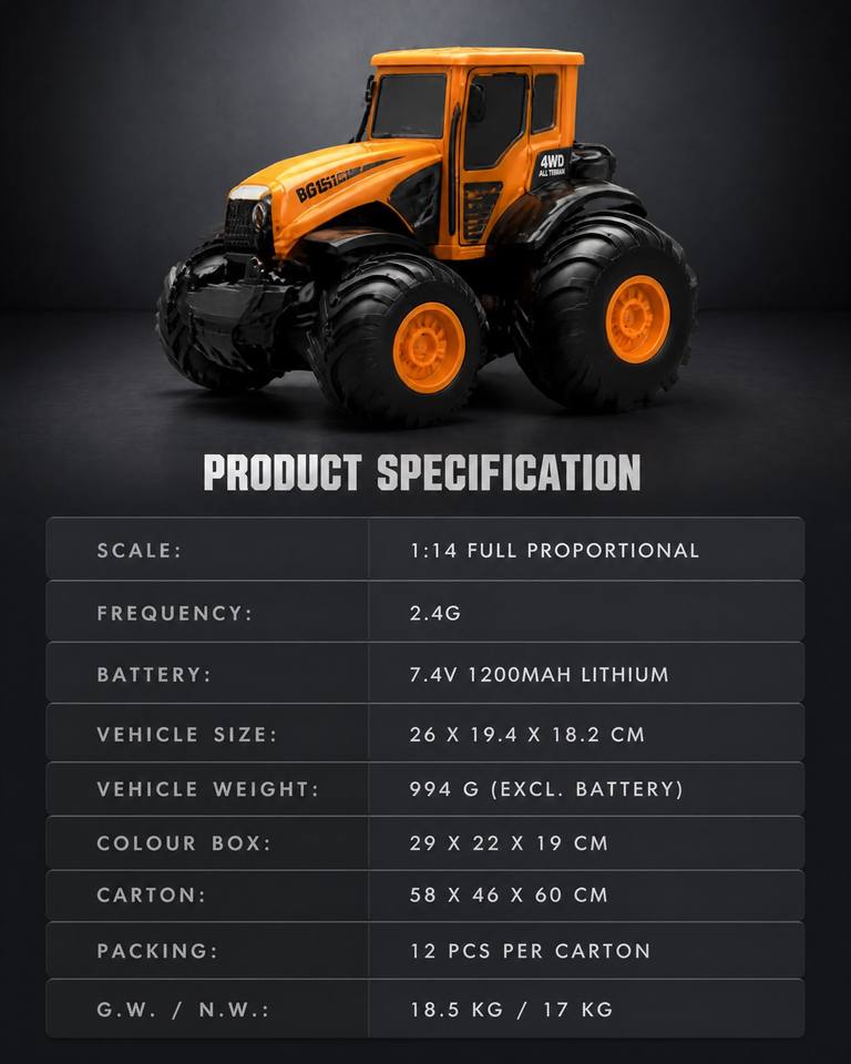 2.4G Remote Control Amphibious 4WD Stunt Truck Electric Farm Tractor ...