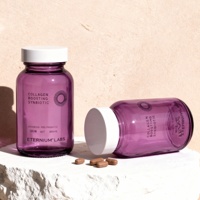 Bouteille en verre violet à large ouverture de 100 ml pour gommes, vitamines et suppléments, contenances 100cc, 120cc, 150cc, 200cc