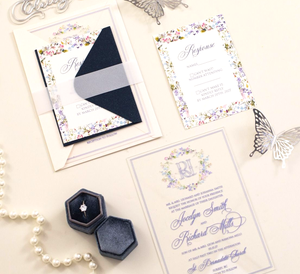 <span class=keywords><strong>Carte</strong></span> d'invitation de mariage en acrylique transparent avec monogramme de fleur personnalisé avec enveloppe Cartes RSVP Mariage Quinceanera <span class=keywords><strong>Carte</strong></span> Dinvitation - Product Image 2