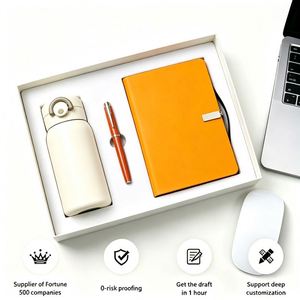 Coffrets cadeaux modernes FUXI, coffret cadeau d'affaires, bloc-notes en papier orange, stylo, bouteille isotherme, personnalisation promotionnelle pour le bureau, impression - Product Image 1