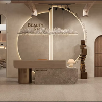 Meubles de café écologiques et imperméables en gros avec éclairage LED pour la décoration intérieure moderne de salons de beauté