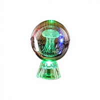 Boule de cristal de quartz transparente illuminée et colorée, gravée en 3D, lampe de nuit galaxie, ornement pour usage intérieur, décoration créative pour la maison, anniversaire