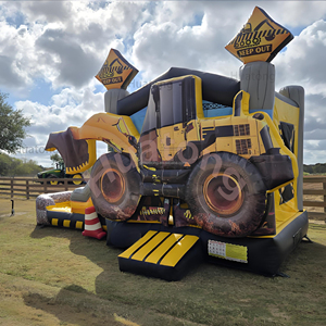 Château gonflable de construction, excavatrice, PVC, Hupfburg, toboggan aquatique et sec combinés, thème <span class=keywords><strong>Monster</strong></span> Truck, château gonflable pour enfants - Product Image 4