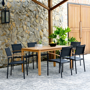 Contemporary Outdoor Garden Set 4 Seater Solid Teak Weather Resistant Non <b>Foldable</b> for Patio Use ARDENA AGS-131 - Product Image 1