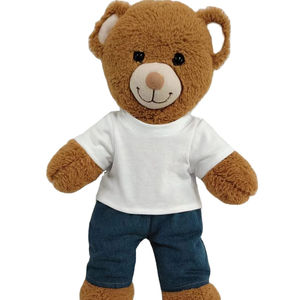 T-shirt uni en coton blanc pour ours en peluche, convient à la plupart des ours en peluche de 14 à 18 pouces - Product Image 1