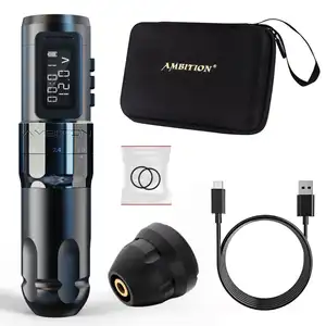 Ambition Wireless Tattoo Machine Pen Professional Adjustable Stroke 2.0-4.0mm 1800mAh Coreless Motor Tattoo machine pen Mast EZ