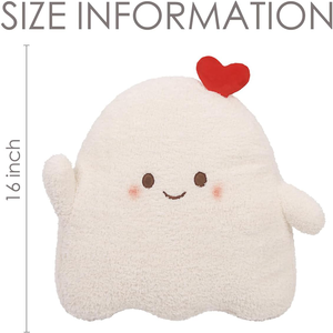 Bella faccia che agita la mano bianco <span class=keywords><strong>ciao</strong></span> fantasma peluche tocco liscio giocattolo con la testa cuore rosso divano Cuddle decorativi soffici cuscini carini - Product Image 4