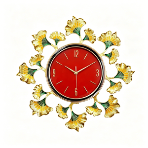Luxury Golden Ginkgo Leaf Metal Art Deco Antique Silent Quartz Wall <strong>Clock</strong> <strong>Large</strong> Decor for Living Room Home - Product Image 4