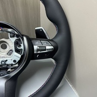 Volant sport en cuir perforé noir et fibre de carbone en forme de D, personnalisable avec LED, 3 branches, pour F30 F10 E90 - Prix usine