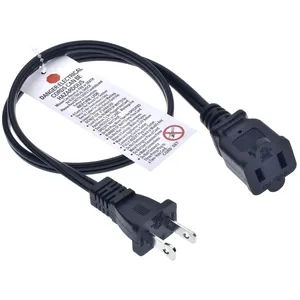 US AC Power Extension Cable Cord 2-Prong Polarized Male to Female Extension Cord for NEMA 1-15P to NEMA 1-15R 16AWG