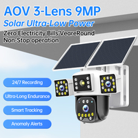 Caméras de sécurité IP sans fil Wi-Fi 4G solaires d'extérieur PTZ à suivi automatique, 3 objectifs réels 8K 9MP HD
