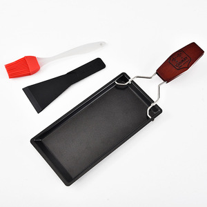 Plaque de cuisson pliable en acier inoxydable et bambou pour <span class=keywords><strong>fromage</strong></span> fondu avec pelle et brosse, outil manuel de <span class=keywords><strong>raclette</strong></span>, <span class=keywords><strong>appareil</strong></span> de cuisine durable - Product Image 5