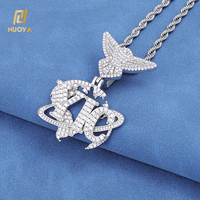 Colgante NUOYA personalizado de plata de ley 925 con moissanita, diseño de águila y letra Tierra, pasa la prueba del diamante, joyería hip hop, regalo para hombres