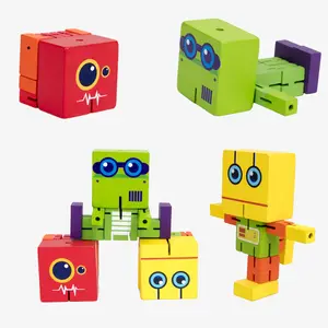 Customized logo and size Colors cartoon animals wooden Flexi Monsters Robots kid toy