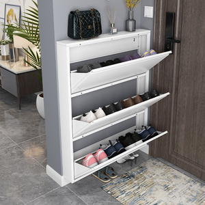 Large Capacity 3-Drawer Slim Metal Shoe Storage Rack Modern Wall-Mounted Steel Shoe Cabinet with Iron Shoe Shelf for Home Entry - Product Image 6