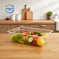 Conteneur alimentaire rectangulaire en polycarbonate 1/1 avec couvercle à clapet, écologique, compatible réfrigérateur et lave-vaisselle, organisateur de cuisine