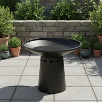 Brasero extérieur élégant en acier noir de 28 pouces au design moderne, foyer et brasero à charbon pour patio, jardin et cour arrière