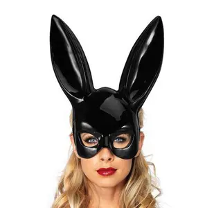 万圣节复活节嘉年华派对化妆舞会半脸女兔面具服装配件一号黑色