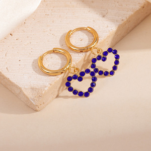 Pendientes de Aro de Acero Inoxidable con <span class=keywords><strong>Circonitas</strong></span> Multicolores Brillantes de Lujo, Pendientes Colgantes con Forma de Corazón Geométrico de Moda, Regalos para Mujer - Product Image 6