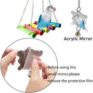 Offre Spéciale – Lot de 9 Balançoires pour Oiseaux – Matériaux Sûrs – Perchoirs Suspendus – Jouets en Bois pour Cage – Jouets à Mâcher pour Perroquets – Anneaux de Fixation - Product Image 3