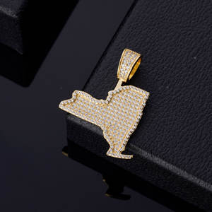 Joyería Hip Hop Personalizada, Dije con Significado, Zirconia Cúbica, Plata de Ley 925, <span class=keywords><strong>Mapa</strong></span> del Mundo de Nueva York - Product Image 2