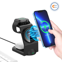 Soporte de cargador inalámbrico rápido 3 en 1 Base magnética fuerte para relojes inteligentes Teléfonos Pd Carga rápida eléctrica 3 en 1 Inalámbrico rápido