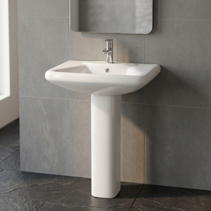 Lavabo en céramique blanche de conception européenne avec piédestal complet pour salle de bain, articles sanitaires - Product Image 6