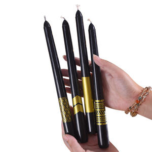 Bougie pilier dorée en cire de paraffine sans fumée, style luxe, pour dîner aux chandelles de mariage, 30CM 25CM, noir et or, longue tige, lot de 2 - Product Image 5