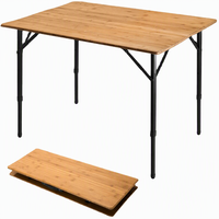 Mesa Plegable de Bambú para Acampar al Aire Libre - Diseño Moderno, Forma Rectangular, Ligera, Ecológica, Muebles de Exterior para Senderismo y Pesca