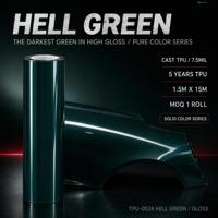 Film de protection de peinture (PPF) en TPU coulé, couleur vert Hell Green haute brillance, 7,5 mil, 1,5x15m, faible adhérence, application à sec, auto-réparant, vente en gros