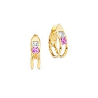 Boucles d'oreilles créoles Huggie en laiton plaqué or, double rangée, avec zircone cubique rose et blanche colorée, bijoux délicats en pierres précieuses, cadeau d'anniversaire, fournisseur