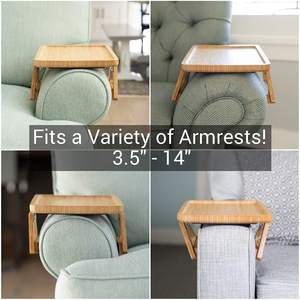 Accoudoir de canapé rectangulaire, <span class=keywords><strong>en</strong></span> bois de bambou, 1 pièce, plateau à pince, Table latérale <span class=keywords><strong>en</strong></span> bois pour manger et boisson - Product Image 4