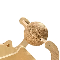 Chaise longue de luxe 3-en-1 en bois pour chat, mini chaise de plage avec griffoir, jouet, balle, hamac surélevé lavable, en carton