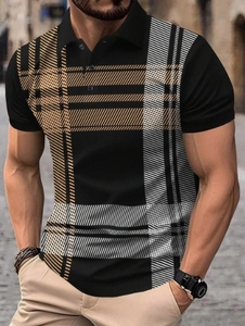 <span class=keywords><strong>Tks</strong></span> 2026 Nuova Polo Estiva da Uomo Europea e Americana, Casual Sportiva con Stampa a Quadri e Colletto Ribaltabile, Manica Corta - Product Image 2