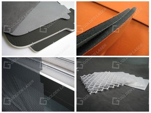 Máquina de corte láser CO2 <span class=keywords><strong>dorada</strong></span>, para <span class=keywords><strong>tela</strong></span> elástica no tejida compuesta - Product Image 5