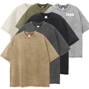 เสื้อยืดโอเวอร์ไซส์ผู้ชาย OEM 250GSM ผ้าฝ้าย 100% ซักกรดสไตล์วินเทจ พิมพ์ลายโลโก้ด้วยเทคนิค DTG เสื้อยืดน้ำหนักมาก สั่งทำได้ - Product Image 1