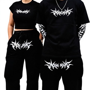 Custom Oversized Fit Casual Winter Hoodies Sweatpants Sets Y2K <b>Tech</b> Printed Embroidered Eco-Friendly 100% Cotton Drawstring Acid - Product Image 1