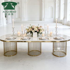 Table à manger moderne convertible luxueuse en laiton doré pour 8 personnes, pour mariage, maison, hôtel - Product Image 1