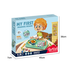 2024 baru 3 IN 1 artist menggambar papan menulis spirograph set diy warna graffiti mainan untuk anak-anak belajar mainan 47pcs - Product Image 6