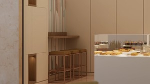 Comptoir de boulangerie-café LED personnalisé de luxe, mobilier de bar moderne en acier inoxydable, design écologique pour boulangerie-café - Product Image 5