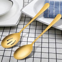 Lot de 6 cuillères de service en acier inoxydable doré Cuillères de service Buffet Banquet Tong Ustensiles
