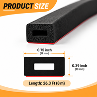 Bande d'étanchéité rectangulaire en caoutchouc mousse EPDM 1,9 cm x 1 cm, auto-adhésive, pour joints d'étanchéité contre les intempéries pour automobiles, bateaux, portes, fenêtres et machines
