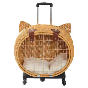 Nuevo Estilo de Transportín para Mascotas de Bambú Tejido, Bolsa con Ruedas para Perros y Gatos, para Viajes al Aire Libre - Product Image 2