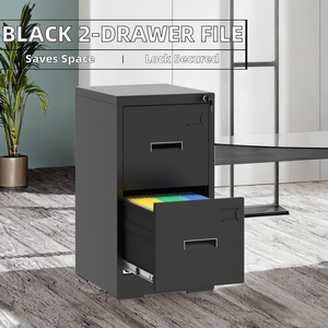 Armadietto Verticale in Metallo Nero a 2 Cassetti per Documenti A4/Legal/Letter, con Serratura, Organizzatore Moderno per Ufficio, Montaggio Richiesto - Product Image 2