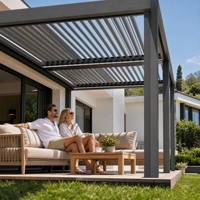 Pergola motorisée en aluminium, à lames orientables électriques, imperméable, résistante aux intempéries, avec télécommande, pour terrasse et jardin, pour espaces extérieurs