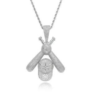 Pendentif de luxe en argent Moissanite style Hip Hop, Bijou de mode glacé, Breloque de créateur, Style urbain haut de gamme, Sertissage griffe, Rose - Product Image 1