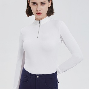 Manufacturer Custom Logo Horse Riding <b>Long</b> Sleeve Stretchy T Shirts Quarter Zip Pullover Tight Equestrian Clothing - Product Image 4