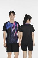 Jersey Badminton Raglan Custom Neon Glitch Print, Bernapas, Cepat Kering, Ringan, Seragam Latihan Tim, Logo Custom, MOQ Kecil